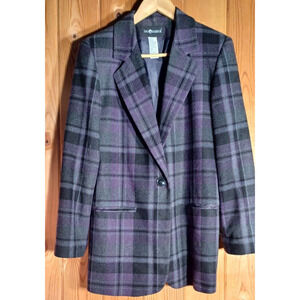 SAG HARBOR Purple Glen Plaid Wool Blazer Women's 12 Professional Office Wear Y2K